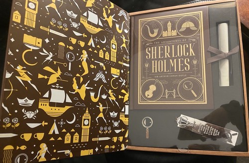 Sherlock Holmes Book Gift Set | Book, Scroll, Bookmark, & Pin | New In Box - Picture 2 of 7