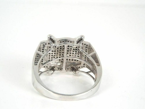Simulated 1.30TCW White Sapphire & Black Onyx 935 Argentium Silver Men's Ring - Picture 4 of 7