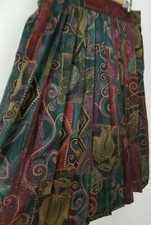 Vintage Kathy Mac Secretary Skirt 18 Pleated Pockets Midi Dark Colors Pull On