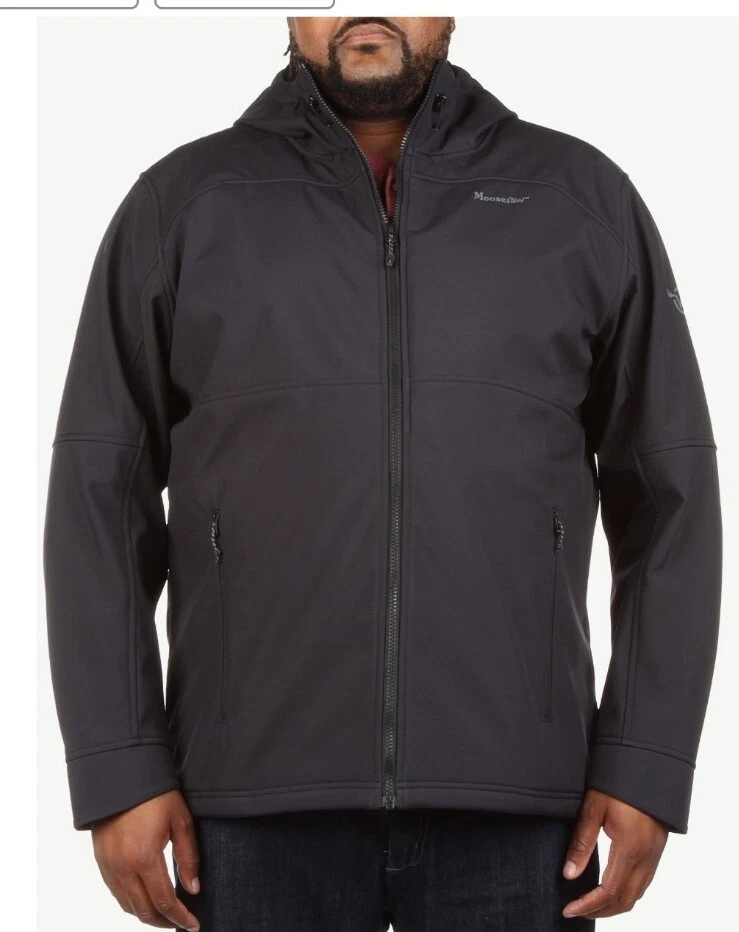 🆕️ MOOSEJAW Men's Hooded Softshell Jacket, Size MEDIUM BLACK