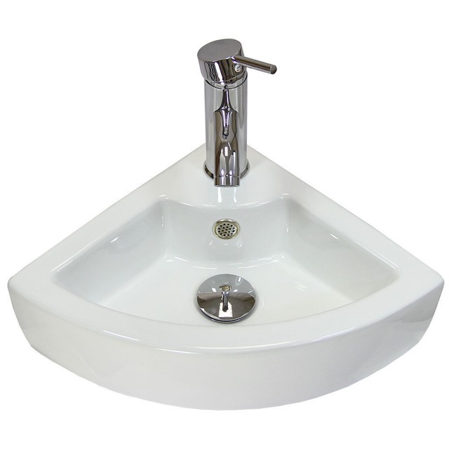 Cloakroom Hand Sink Corner Wash Basin Bathroom Wall Mounted Small White Ceramic for sale online