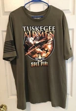 Tuskegee Airmen Spit Fire OOP Grunt Style Men's T-Shirt Black Size XXL (2XL)