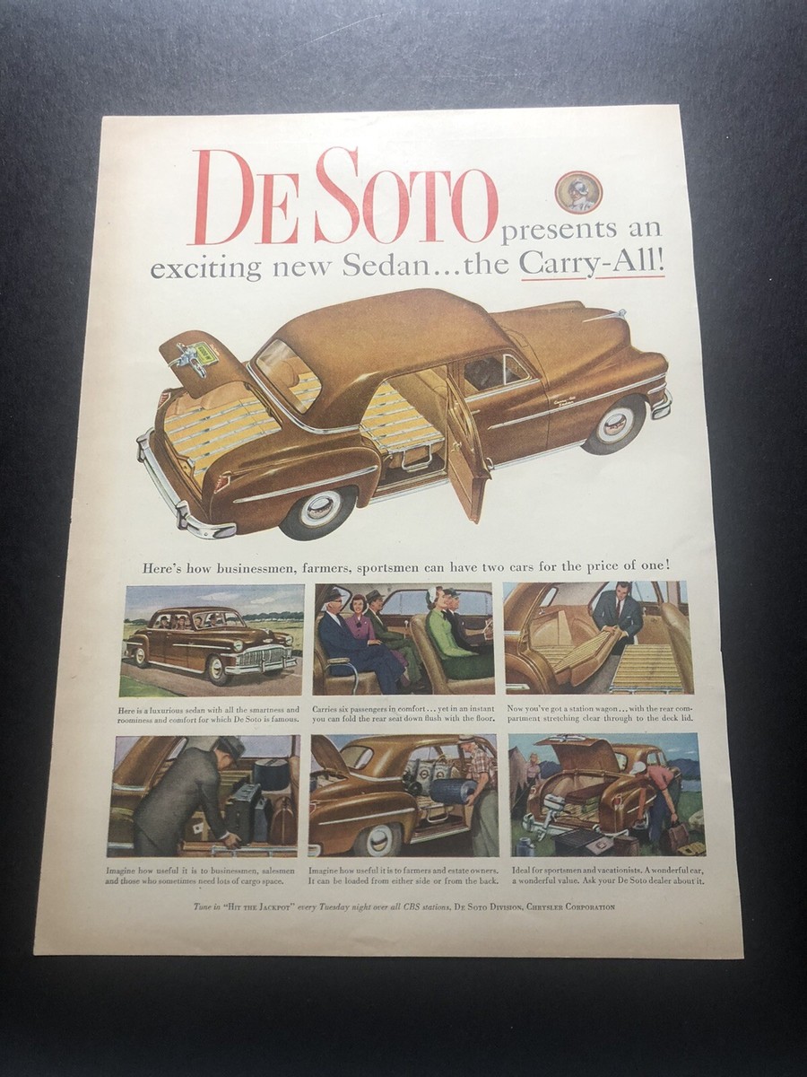 1950'a De Soto Sedan Chrysler Automobile Car Magazine Print 1950'a De Soto Sedan Chrysler Automobile Car Magazine Print