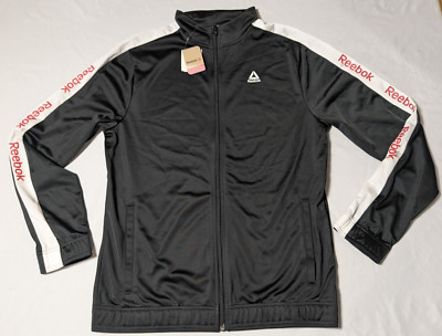REEBOK TRAINING ESSENTIALS Men Medium Black Zip Linear Logo Track Jacket NEW