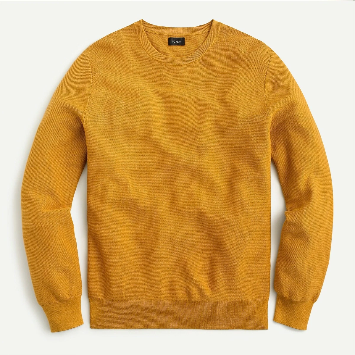 Cotton crewneck sweater in garter best sale stitch