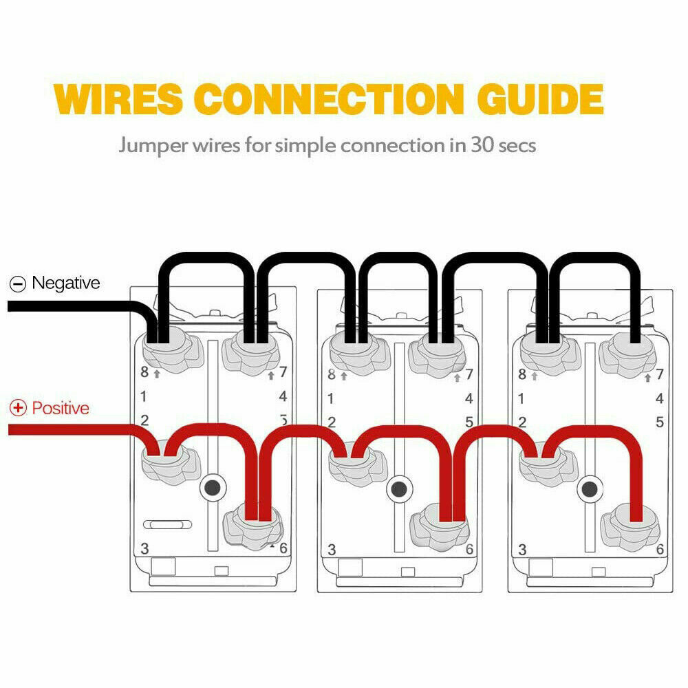 8-fach Wippschalter Panel Blau Beleuchtet - Vorverdrahtet Für Auto, Boot & Wohnmobil 12-24V
