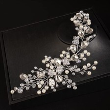 Long Bridal Hair Vine Crystal Wedding Hair Accessories Pearl Headband