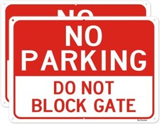 2 Pack No Parking Sign, Do Not 14 x 10 x 0.04 Inches, Red and White - 2