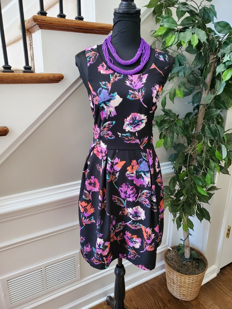 Forever21+ Women Black Floral Polyester Sleeveless RoundNeck KneeLength  Dress 0X | eBay