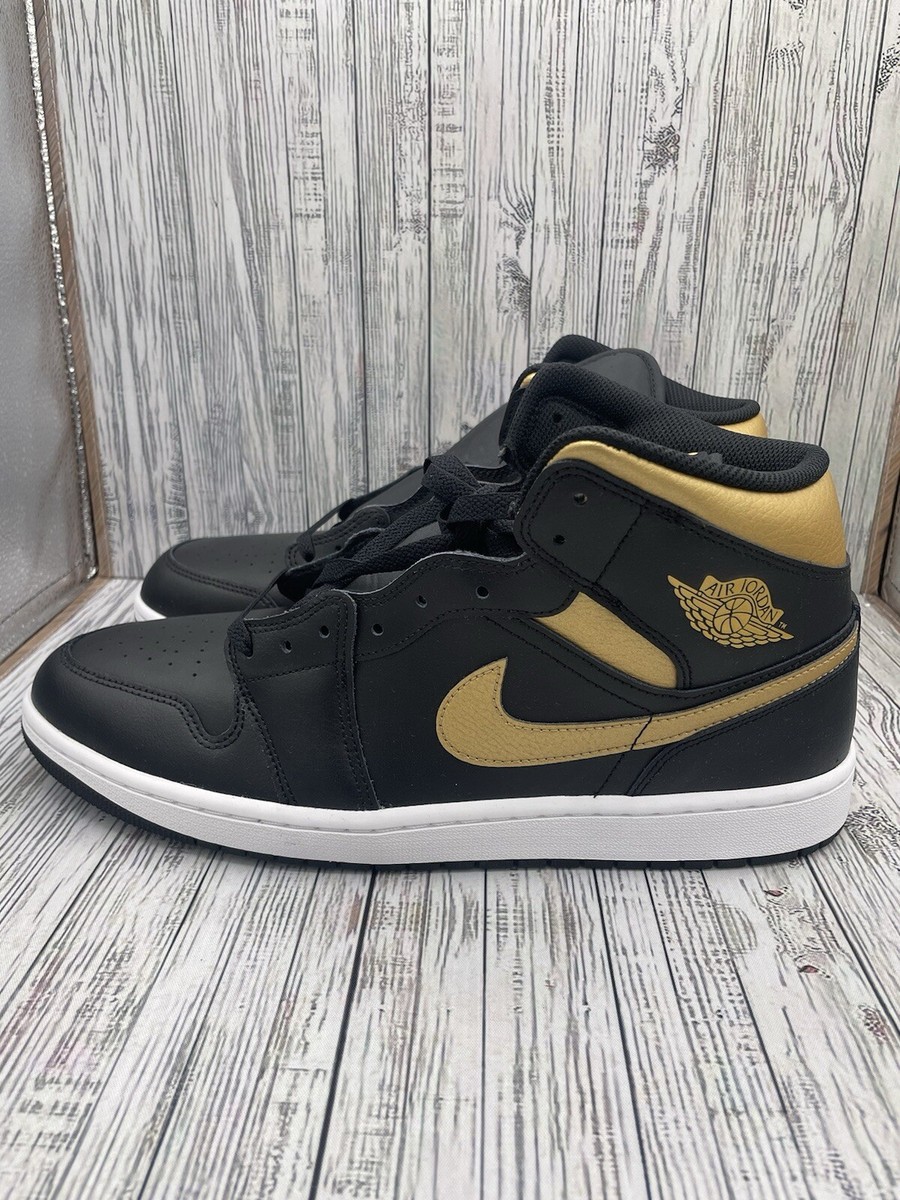 Nike Air Jordan 1 Mid Men Shoes Black-Metallic Gold DQ8426  display picture 1