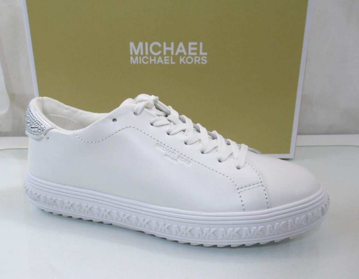 Michael Kors Grove Lace Up Low Top Sneakers MK Logo Leather Michael Kors Grove Lace Up Low Top Sneakers MK Logo Leather