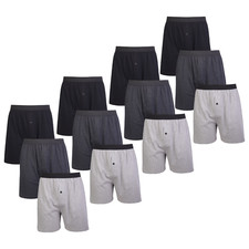 12 Pack Men's Boxer Brief Shorts Cotton Solid Color Woven Relaxed Fit Boxers