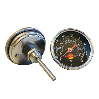 LavaLock  Black Face BBQ smoker Grill Thermometer 50F-900F M8 (9/32'') 3 In Stem