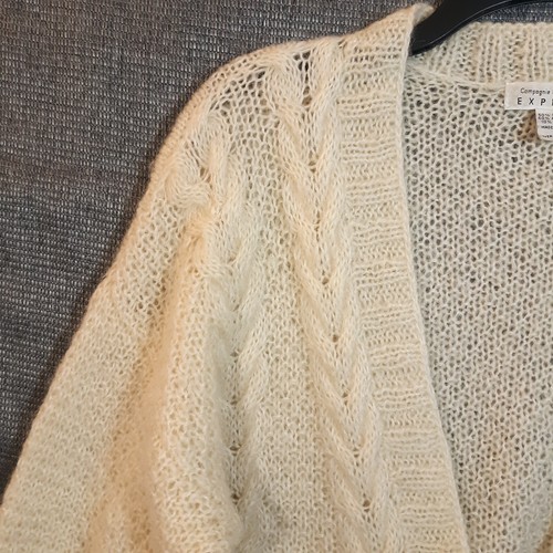 VTG Compagnie Internationale Express Sweater S Ivory White Mohair Blend Cardigan - Picture 3 of 13