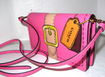 Coach CH181 Anna Fold over Clutch Crossbody Petunia Pink Trompe L