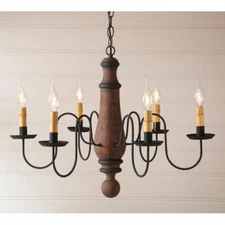 Large Norfolk 6 Arm Wood Country Chandelier in Hartford Pumpkin.