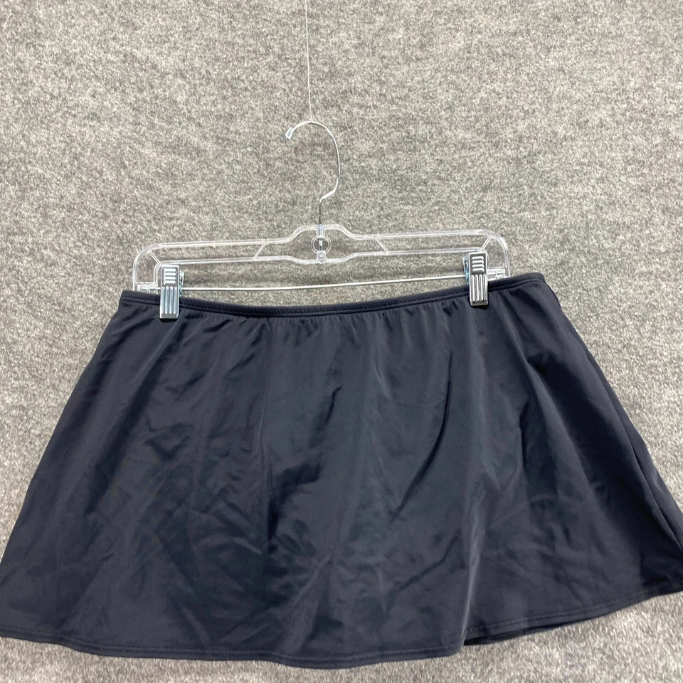 Speedo Swim Skirt Women 14 Black Pull On Lined Mid Rise Elastic Waist Solid - Image 3 of 4