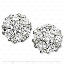 4CT Round Lab Created Diamond 14K White Gold Finish Flower Cluster Stud Earrings