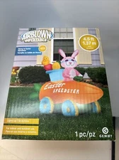 Easter Bunny In Speedster carrot car Airblown Inflatable LED Yard Decor