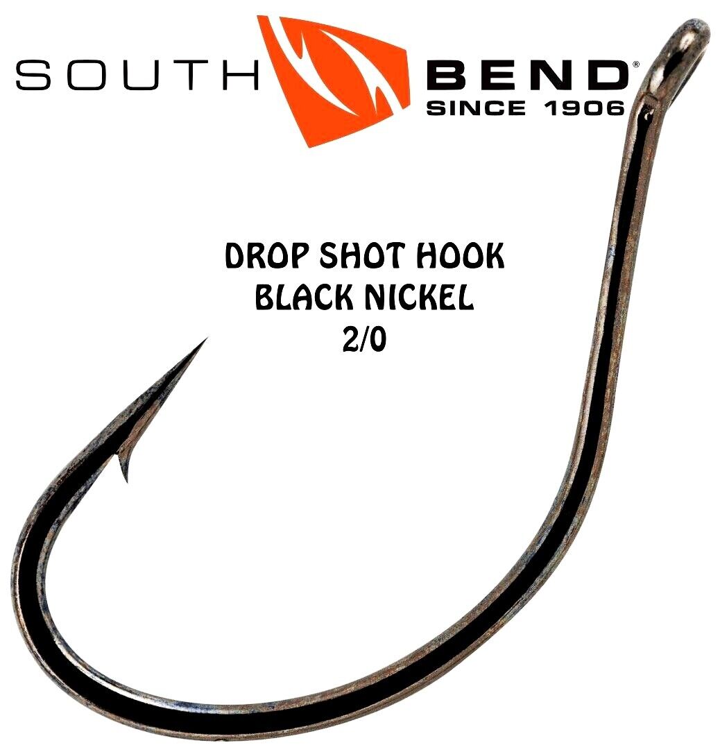 South Bend Size 2/0 Black Nickel Drop Shot Hook