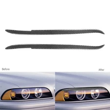 2Pcs For BMW 5 Series E39 1997-03 Carbon Fiber Headlight Eyelid Eyebrow Cover 