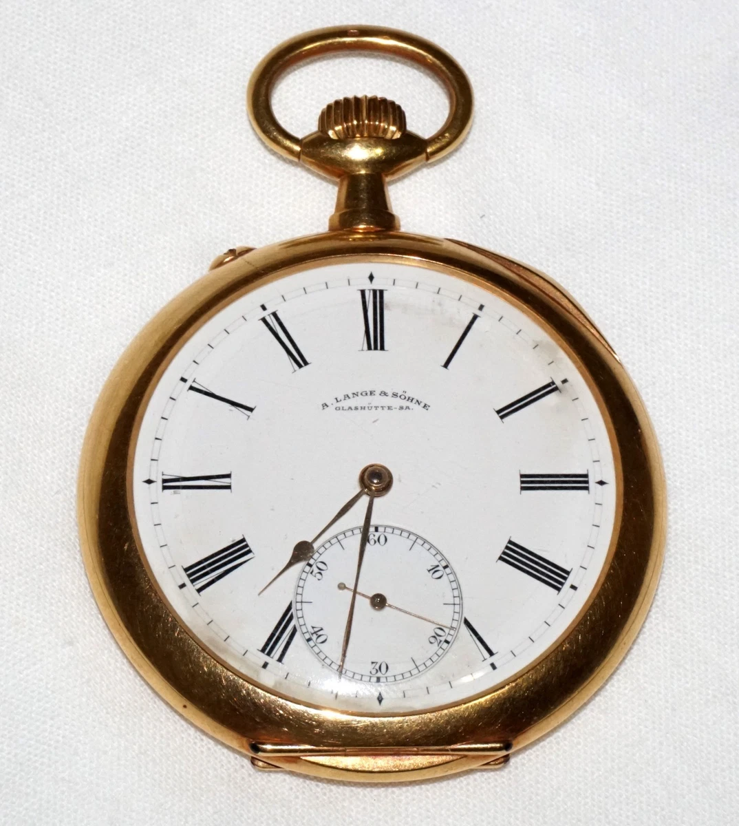 1910s German 18K Yellow Gold Open Face Pocket Watch A Lange Sohne Dresden vSy