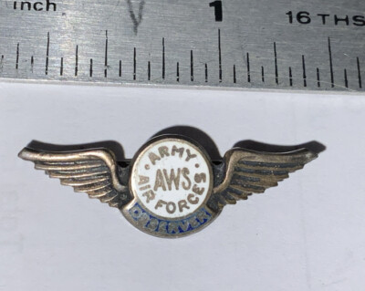 Vintage Army AWS Air Force Observer Silver Enamel Wings Pin | eBay