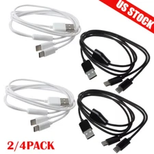 2/4Pcs USB 2.0 Type A Male To Dual Type C Male Splitter Y Charg Data Cable US