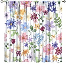 Floral Blackout Curtains, Spring Watercolor 21"W x 45"L Pack of 2 Style-2
