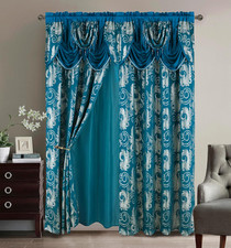 Juego de 2 cortinas jacquard lujo con valencia y forro para sala o dormitorio
