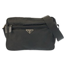 Prada Tessuto Triangle Logo Shoulder Bag Women Black One Size