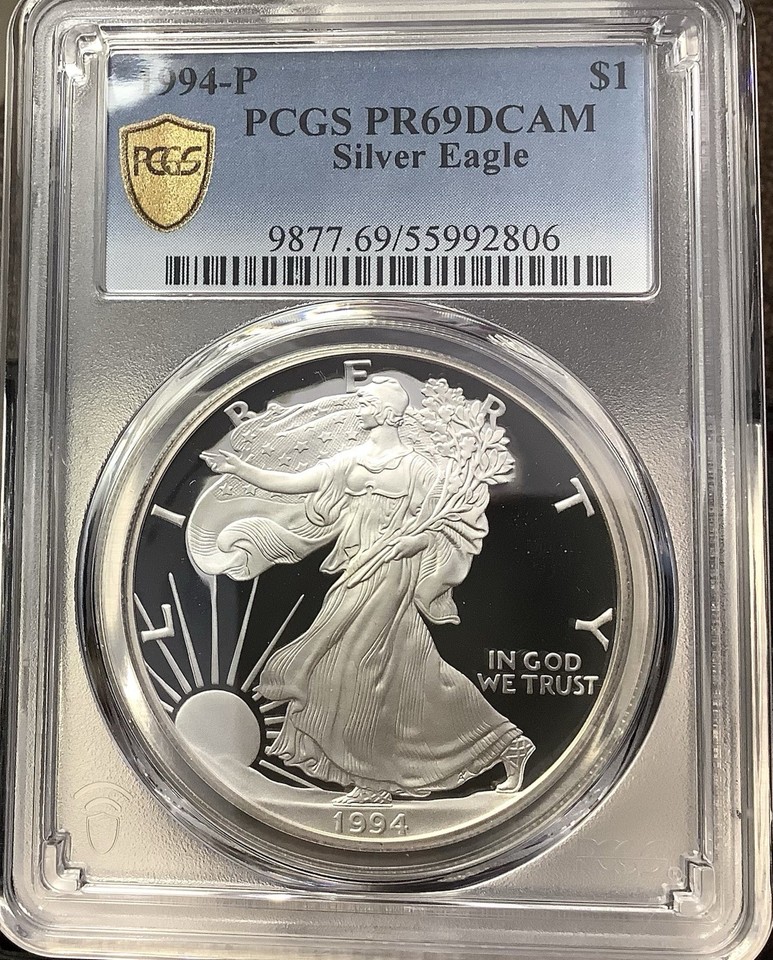 1994 Proof American Silver Eagle PCGS PR69 DCAM w/OGP Flawless Intense ...