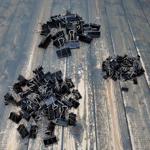 LOT of 120 Binder Clips Assorted Sizes Metal Extra Large 2" Medium 1-1/4" Small