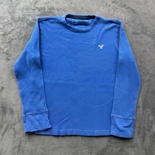 American Eagle Outfitters Mens Blue Waffle Knit Thermal Long Sleeve Shirt L