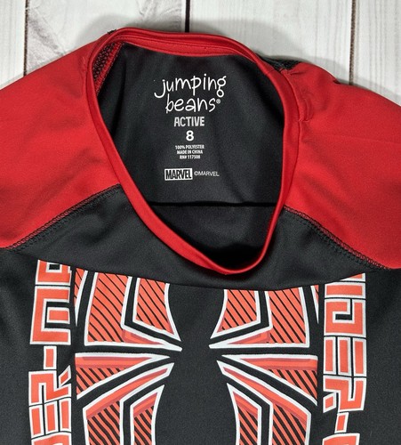 Amazing Spiderman Jumping Beans Boy's 8 Active Wear Varsity Stripes Long Sleeve - Picture 3 of 10