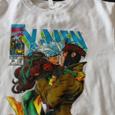 X-Men Rogue Gambit Graphic Print White Pullover Sweatshirt Men's Size M