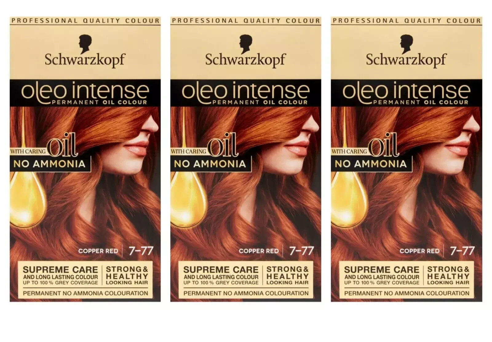 Schwarzkopf Oleo Intense Permanent Oil Colour 7-77 Copper Red Hair Dye, 100% Grey Coverage, Conditioner With Haptiq System, Long-Lasting Colour, Ammonia Free Hair - Image 7