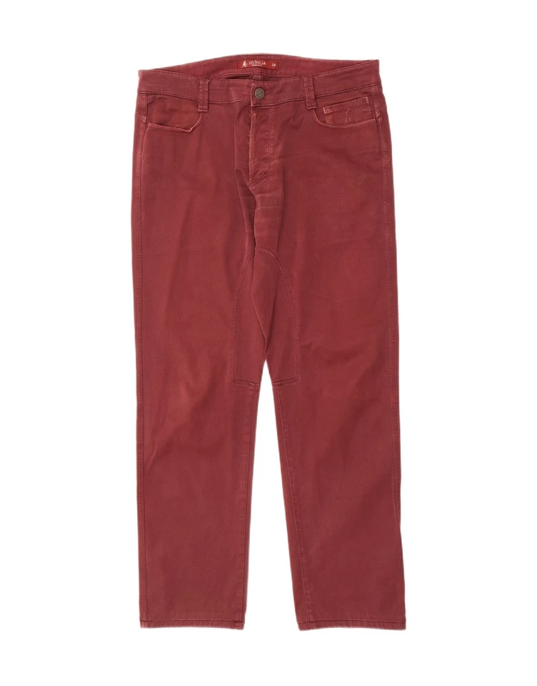 Pantalones de mezclilla rectos SIVIGLIA para hombre W38 L31 algodón borgoña AC01 Foto 3 de 4