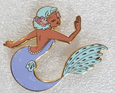 Mermaid Pinback Button Enamel Fantasy Art Lapel Pin Glamourama Designs