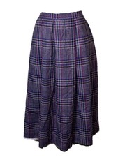 Vintage Russ Womens Plaid Wool Midi Skirt A-Line Tartan Preppy Winter Pockets 10