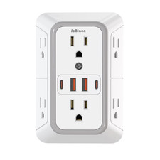 6 Outlet Extender Surge Protector Multi Plug Wall Adapter USB Charger Ports with