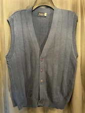 Vintage Strawbridge & Clothier Made in USA Blue Cotton Cardigan Sweater Size M