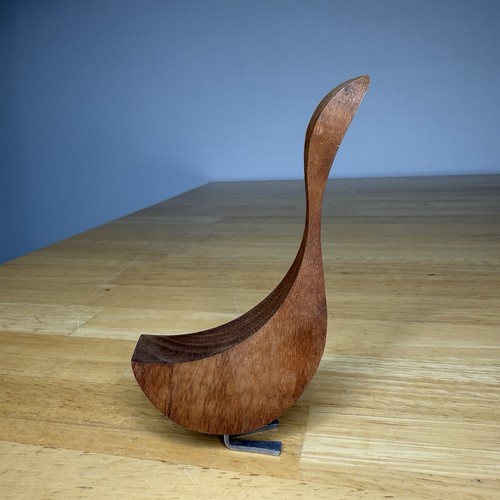 Statuina vintage metà secolo stile Jacob Hermann uccellino oca legno MCM leggi - Foto 16 di 24