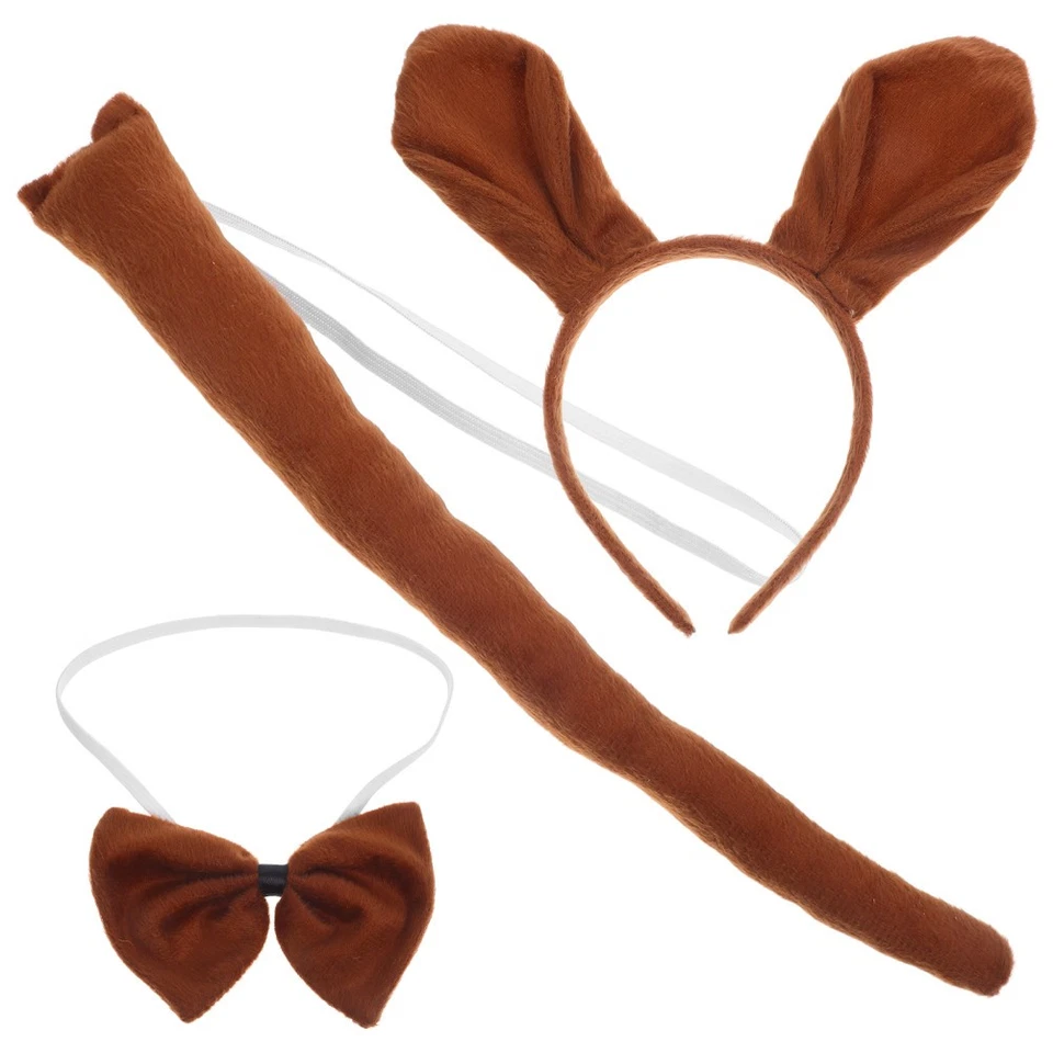  3 Pcs Mode Enfants Costume Animal Set Kangourou Bandeau Bowtie Queue Kit Mignon - Photo 2/4