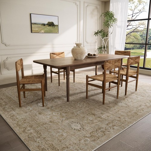 Washable Living Room Area Rugs: 5'x7' Bedroom Rug Boho Stain Resistant Tribal... - Picture 4 of 6