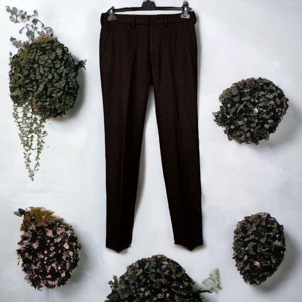 Men Club Monaco Trousers Brown Wool 28 / XS / 42