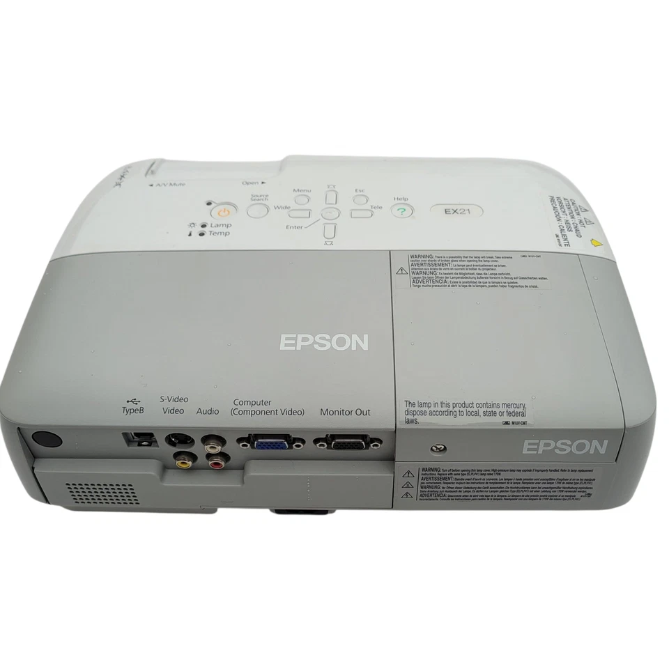 Epson Projector H283A SVGA 3LCD Portable White LCD No Remote with Cables Case - Image 2 of 4