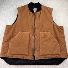 Carhartt Quilted Lined Duck Canvas Work Vest men's size XL Y2K Brown