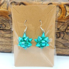 3D Green Christmas Bow Earrings Christmas Earrings larger