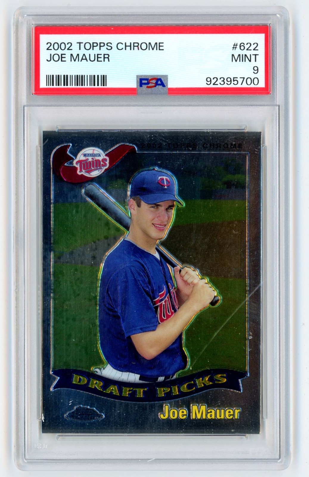 2002 Topps Chrome #622 Joe Mauer Minnesota Twins Rookie Card RC PSA 9 Mint
